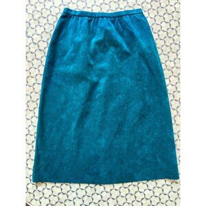 Vintage Charles Klein Teal Suede Skirt Size 8 With Zipper & Clasp